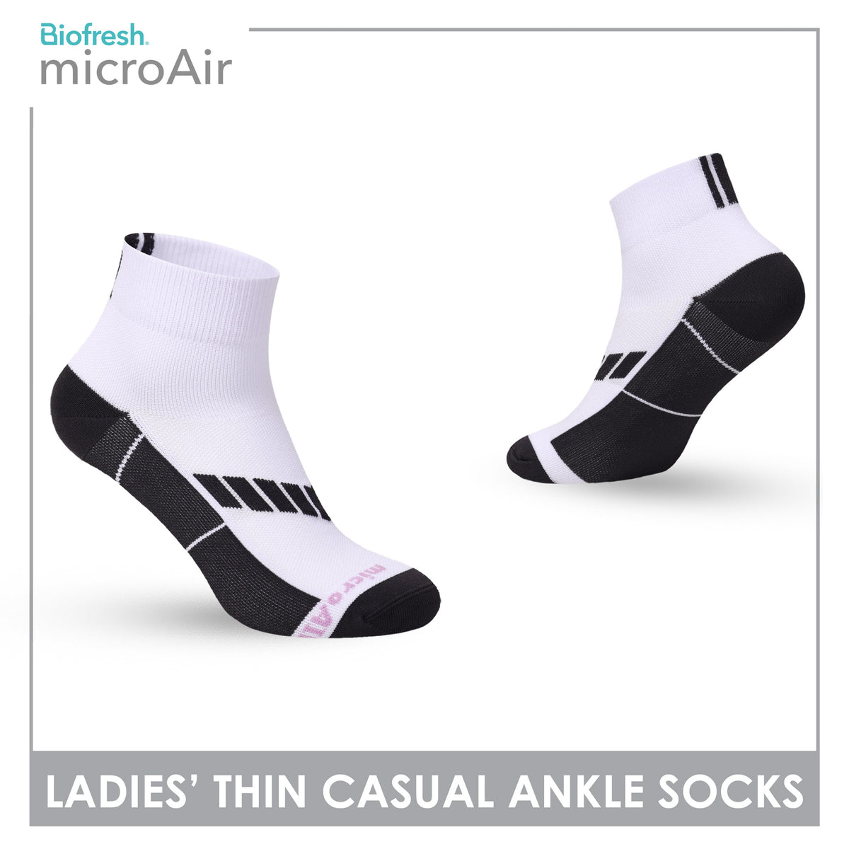 Biofresh Microair Ladies' Antimicrobial Thin Casual Ankle Compression Socks 1 pair MLCP611