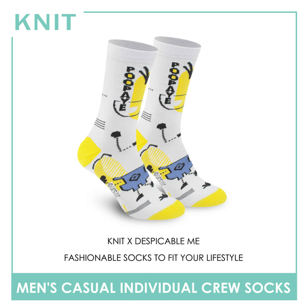 Knit Men's Minions Cotton Crew Lite Casual Socks 1 Pair KMDM1402