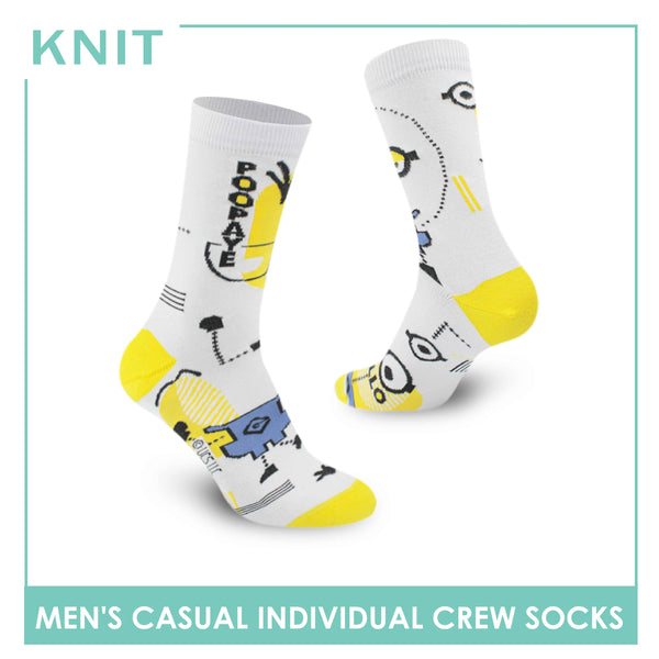 Knit Men's Minions Cotton Crew Lite Casual Socks 1 Pair KMDM1402