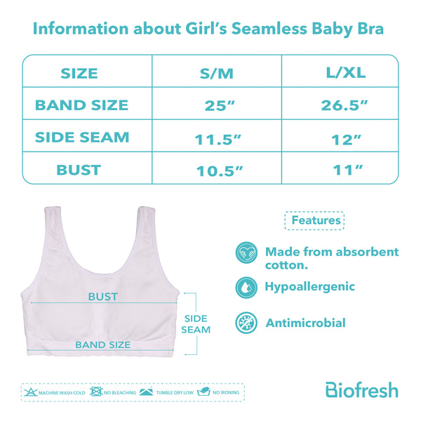 Biofresh Girls’ Antimicrobial Seamless Babybra 1 piece UGBR04