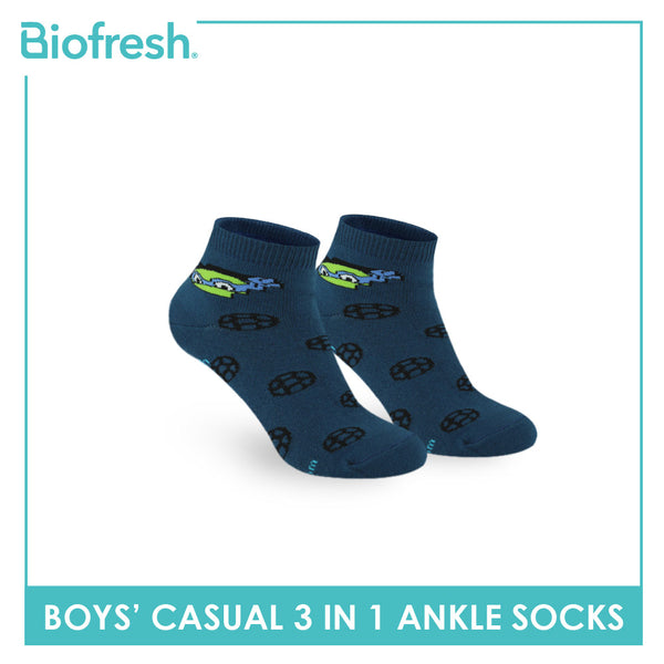 Biofresh | TMNT Boys’ Antimicrobial Cotton Lite Casual Ankle Socks 3 pairs in 1 pack NTRBCG532
