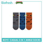 Biofresh | TMNT Boys’ Antimicrobial Cotton Lite Casual Ankle Socks 3 pairs in 1 pack NTRBCG532