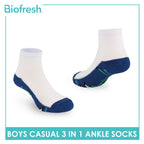 Biofresh | TMNT Boys’ Antimicrobial Cotton Lite Casual Ankle Socks 3 pairs in 1 pack NTRBCKG1