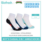 Biofresh | TMNT Boys’ Antimicrobial Cotton Thin Casual Ankle Socks 3 pairs in 1 pack NTRBCKG5