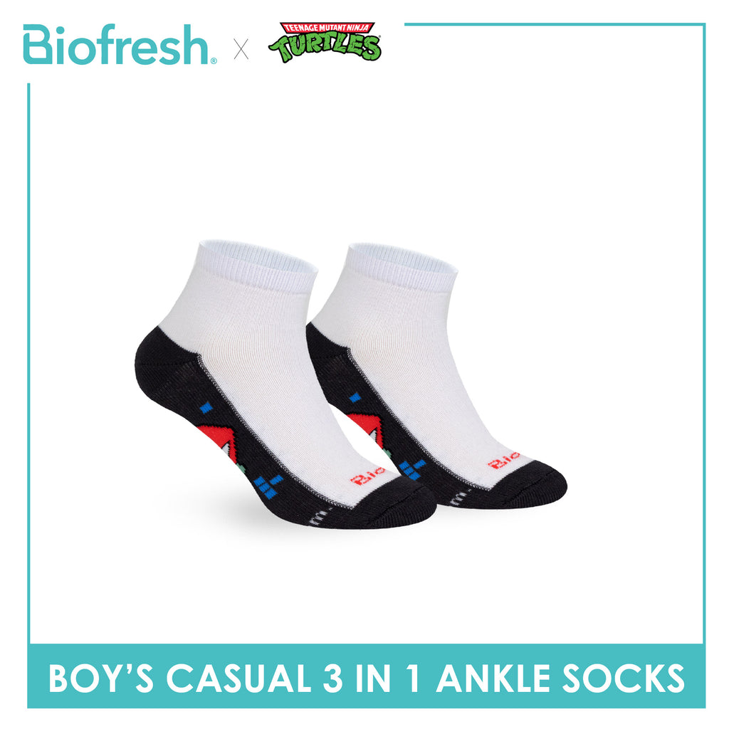 Biofresh | TMNT Boys’ Antimicrobial Cotton Thin Casual Ankle Socks 3 pairs in 1 pack NTRBCKG5