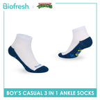 Biofresh | TMNT Boys’ Antimicrobial Cotton Thin Casual Ankle Socks 3 pairs in 1 pack NTRBCKG5