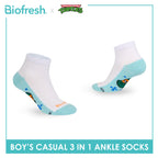 Biofresh | TMNT Boys’ Antimicrobial Cotton Thin Casual Ankle Socks 3 pairs in 1 pack NTRBCKG5
