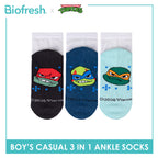 Biofresh | TMNT Boys’ Antimicrobial Cotton Thin Casual Ankle Socks 3 pairs in 1 pack NTRBCKG5