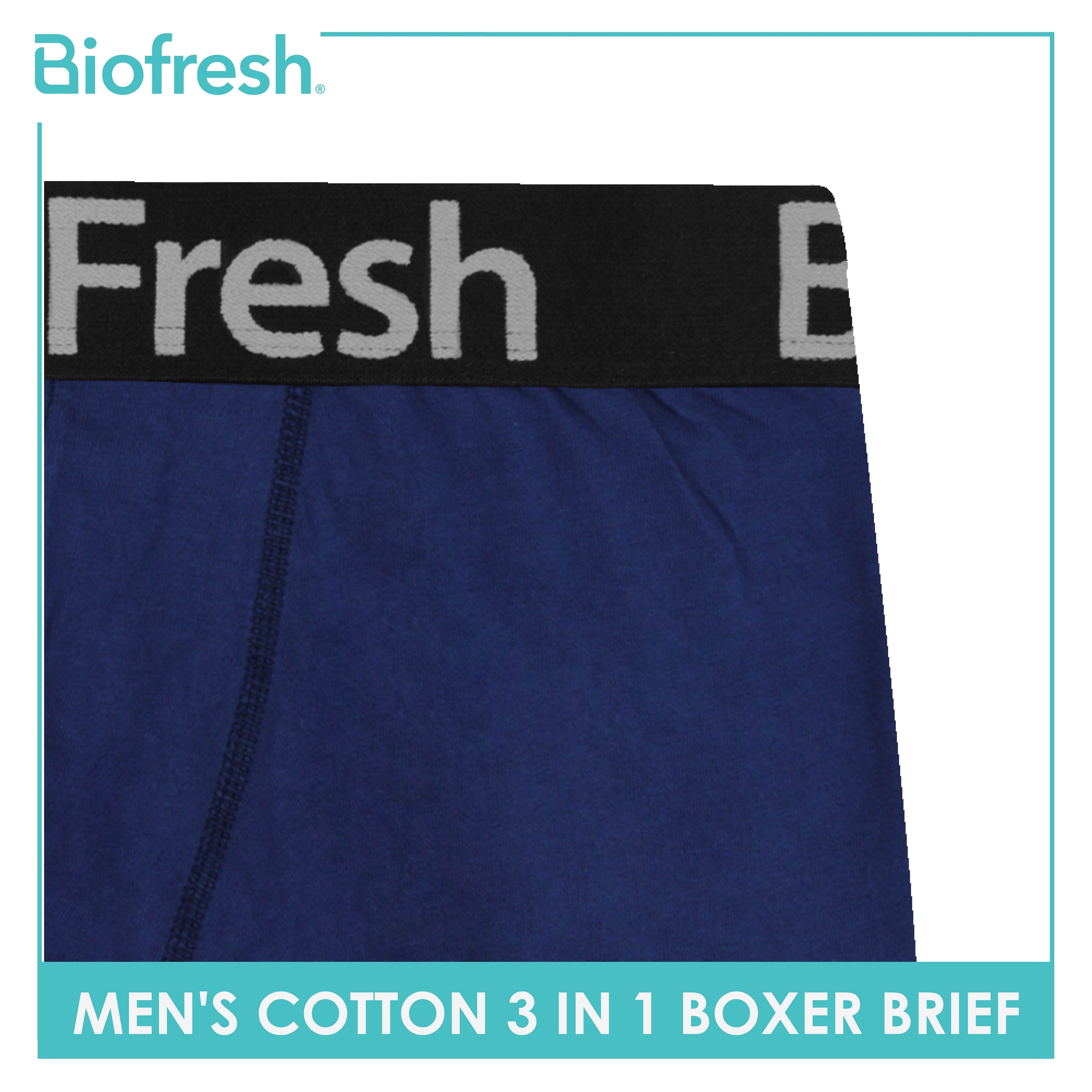 Biofresh Men's Antimicrobial Cotton Boxer Brief 3 pieces in a pack OMBBG0401