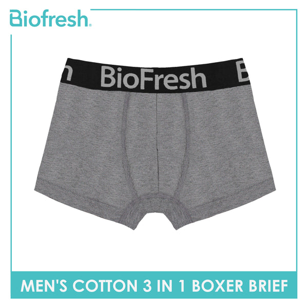 Biofresh Men's Antimicrobial Cotton Boxer Brief 3 pieces in a pack OMBBG0401