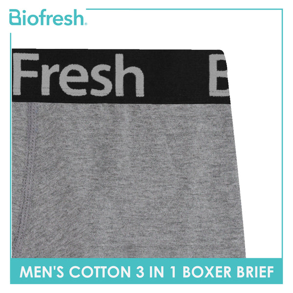 Biofresh Men's Antimicrobial Cotton Boxer Brief 3 pieces in a pack OMBBG0401