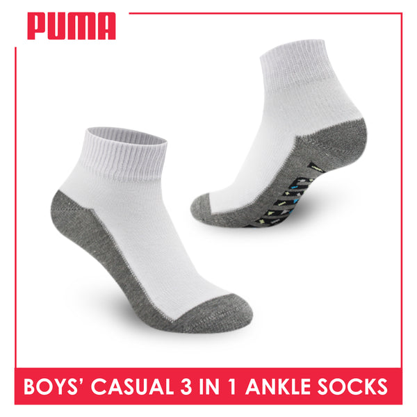 Puma Boys' Children Cotton Quality Ankle Lite Casual Socks 3 pairs in 1 pack PBCKG10