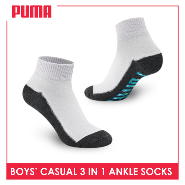 Puma Boys' Children Cotton Quality Ankle Lite Casual Socks 3 pairs in 1 pack PBCKG10