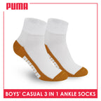 Puma Boys’ Cotton Thin Casual Ankle Socks 3 pairs in 1 pack PBCKG29