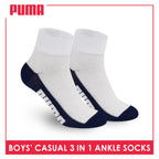 Puma Boys’ Cotton Thin Casual Ankle Socks 3 pairs in 1 pack PBCKG29