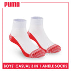 Puma Boys’ Cotton Thin Casual Ankle Socks 3 pairs in 1 pack PBCKG29