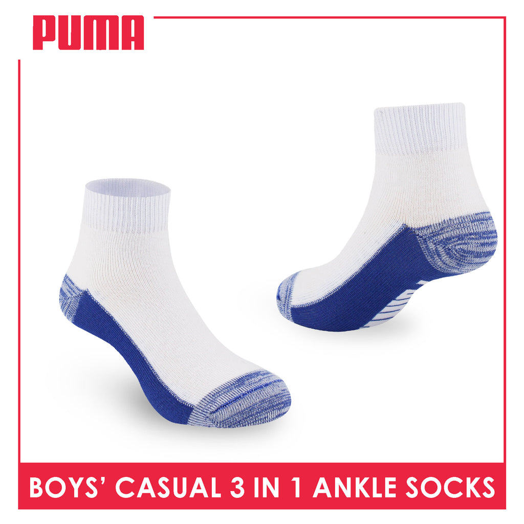 Puma Boys’ Cotton Thin Casual Ankle Socks 3 pairs in 1 pack PBCKG29