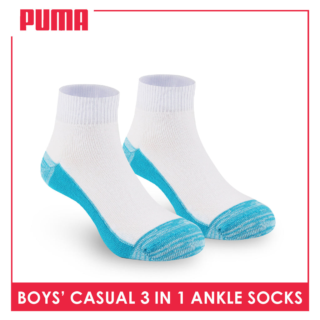 Puma Boys’ Cotton Thin Casual Ankle Socks 3 pairs in 1 pack PBCKG29