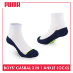Puma Boys’ Cotton Thin Casual Ankle Socks 3 pairs in 1 pack PBCKG30