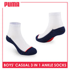 Puma Boys’ Cotton Thin Casual Ankle Socks 3 pairs in 1 pack PBCKG30