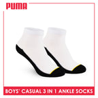 Puma Boys’ Cotton Thin Casual Ankle Socks 3 pairs in 1 pack PBCKG30