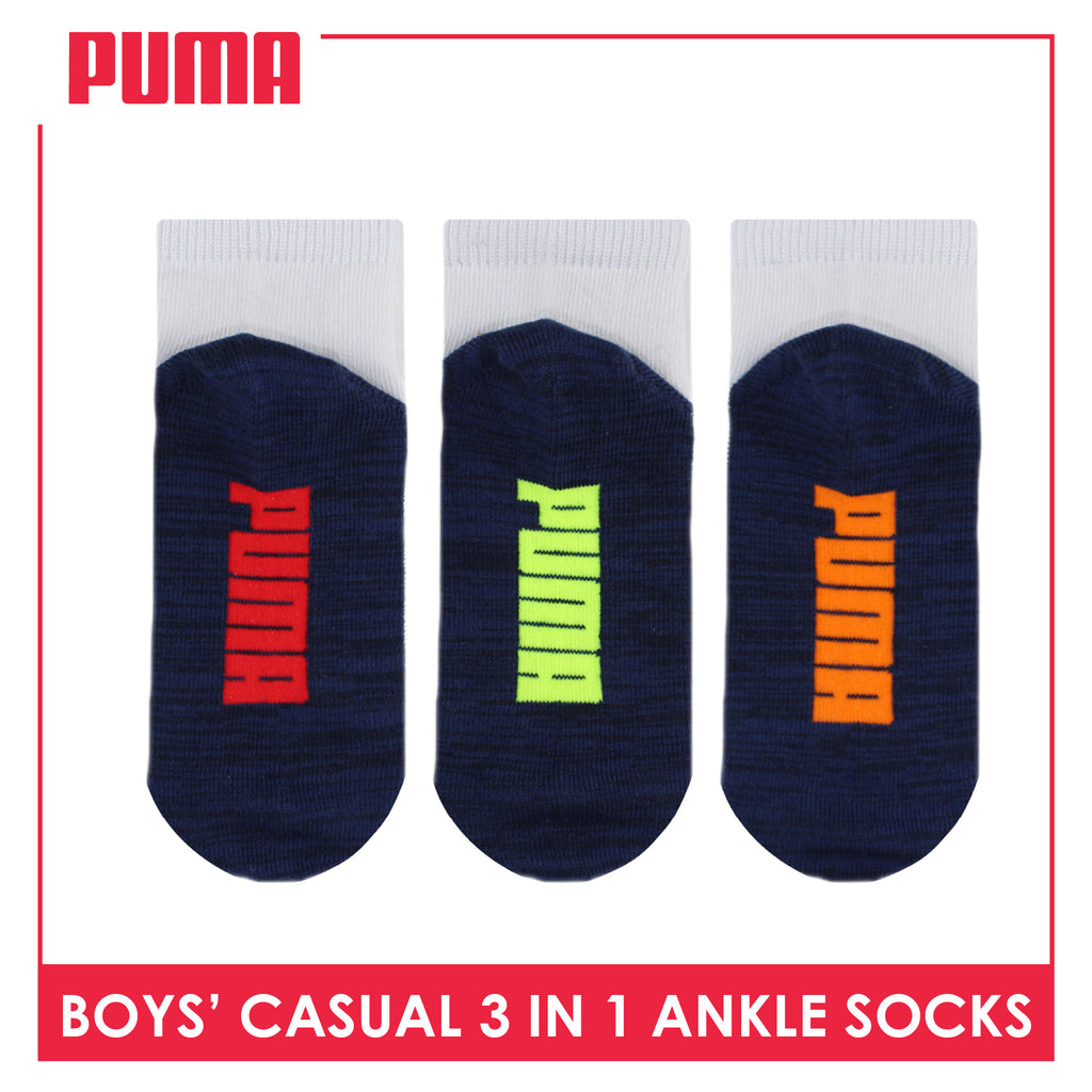 Puma Boys’ Cotton Thin Casual Ankle Socks 3 pairs in 1 pack PBCKG30