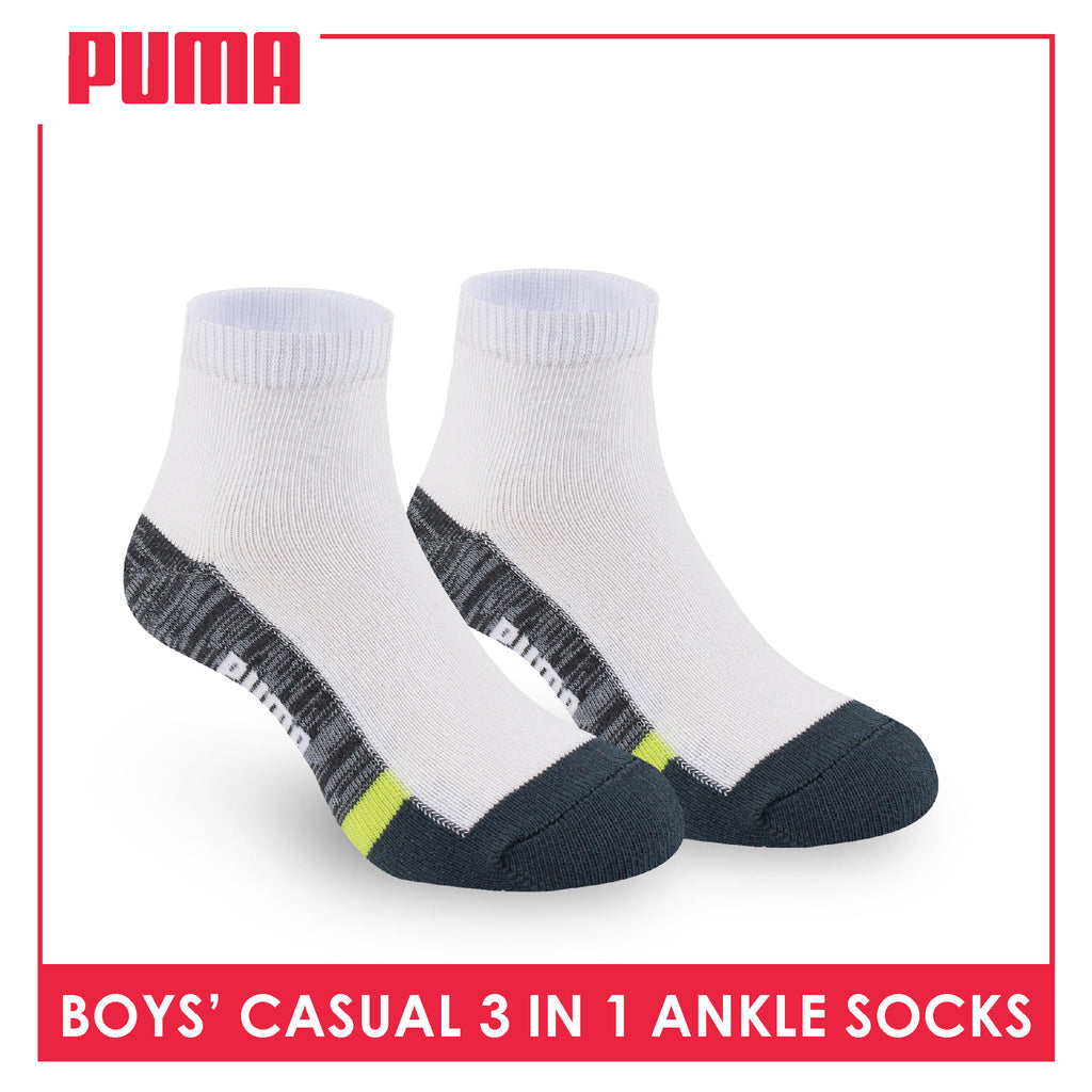 Puma Boys’ Cotton Thin Casual Ankle Socks 3 pairs in 1 pack PBCKG31