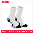 Puma Boys’ Cotton Thin Casual Crew Socks 3 pairs in 1 pack PBCKG32
