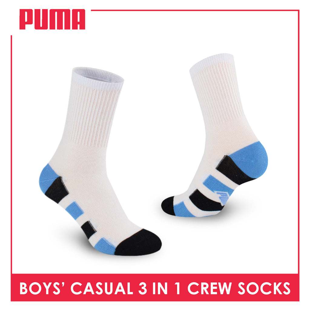 Puma Boys’ Cotton Thin Casual Crew Socks 3 pairs in 1 pack PBCKG32