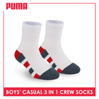 Puma Boys’ Cotton Thin Casual Crew Socks 3 pairs in 1 pack PBCKG32