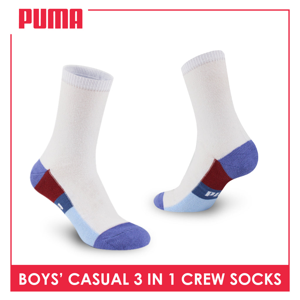 Puma Boys’ Cotton Thin Crew Socks 3 pairs in a pack PBCKG33