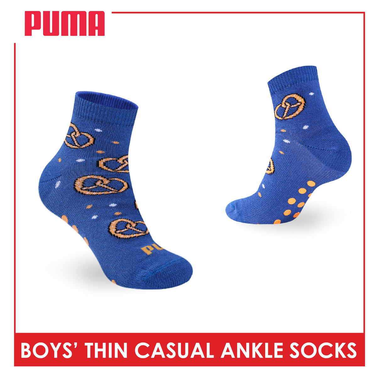 Puma Boys' Gripper Anti Slip Thin Casual Ankle Socks 1 pair PBCR612