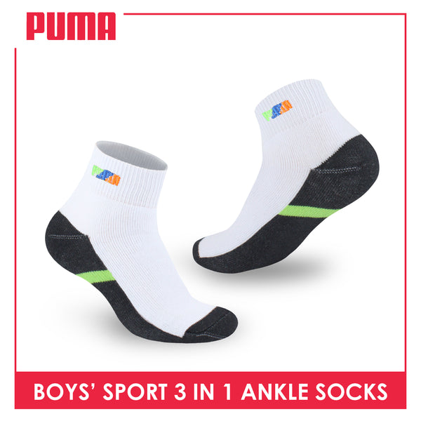 Puma Boys’ Cotton Thick Sports Ankle Socks 3 pairs in a pack PBSEG4