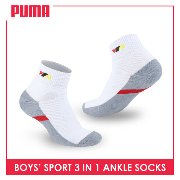 Puma Boys’ Cotton Thick Sports Ankle Socks 3 pairs in a pack PBSEG4