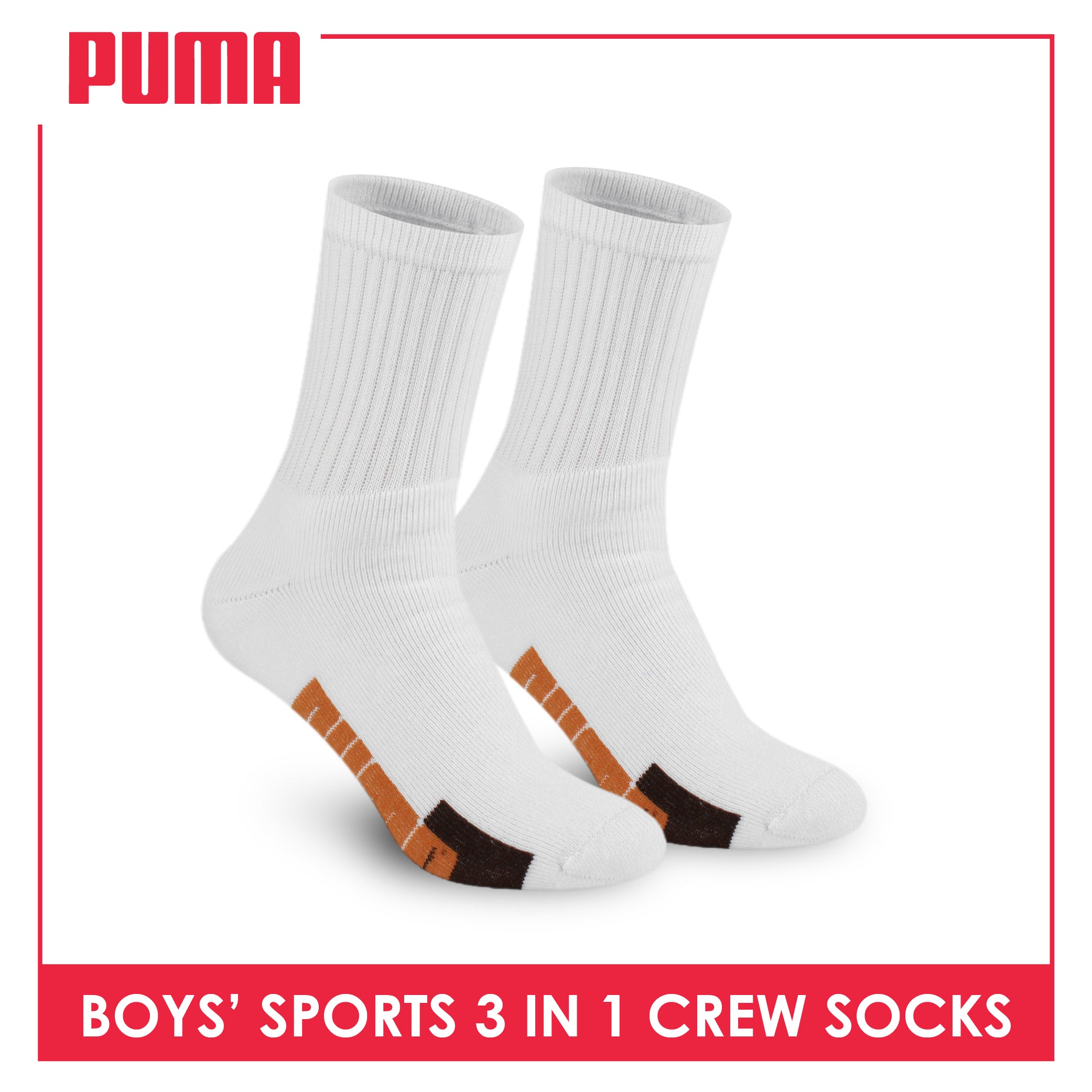 Puma Boys’ Cotton Thick Sports Crew Socks 3 pairs in a pack PBSKG22