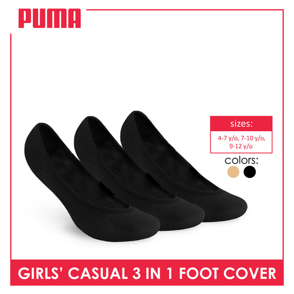 Puma Girls' Cotton Lite Thin Casual Foot Cover 3 pairs in a pack PCFG1