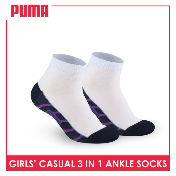 Puma Girls’ Cotton Lite Thin Casual Ankle Socks 3 pairs in a pack PGCKG21