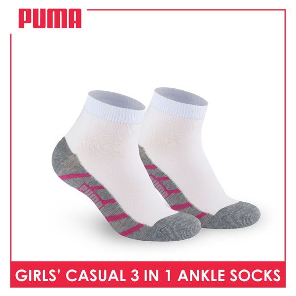 Puma Girls’ Cotton Lite Thin Casual Ankle Socks 3 pairs in a pack PGCKG21