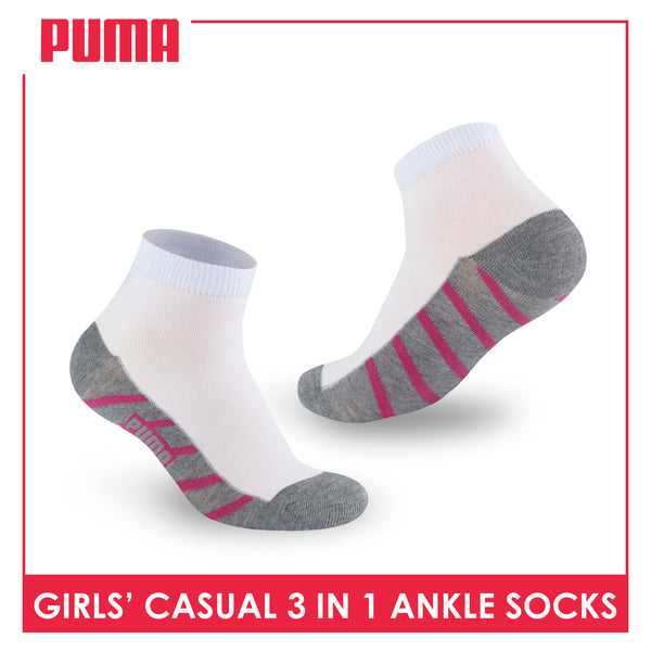 Puma Girls’ Cotton Lite Thin Casual Ankle Socks 3 pairs in a pack PGCKG21