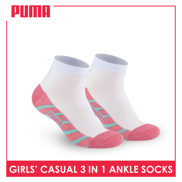 Puma Girls’ Cotton Lite Thin Casual Ankle Socks 3 pairs in a pack PGCKG21