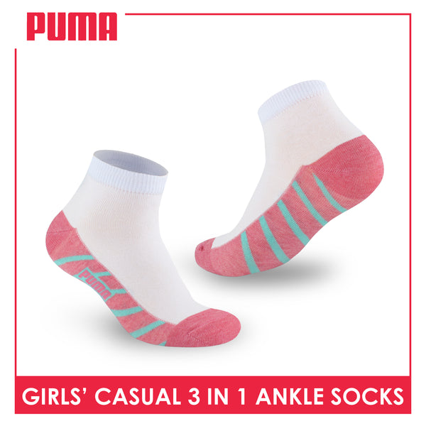 Puma Girls’ Cotton Lite Thin Casual Ankle Socks 3 pairs in a pack PGCKG21