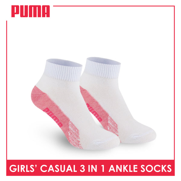 Puma Girls’ Cotton Lite Thin Casual Ankle Socks 3 pairs in a pack PGCKG22