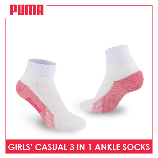 Puma Girls’ Cotton Lite Thin Casual Ankle Socks 3 pairs in a pack PGCKG22