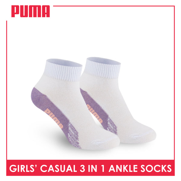 Puma Girls’ Cotton Lite Thin Casual Ankle Socks 3 pairs in a pack PGCKG22