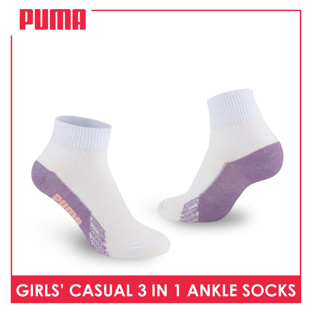 Puma Girls’ Cotton Lite Thin Casual Ankle Socks 3 pairs in a pack PGCKG22