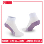 Puma Girls’ Cotton Lite Thin Casual Ankle Socks 3 pairs in a pack PGCKG22