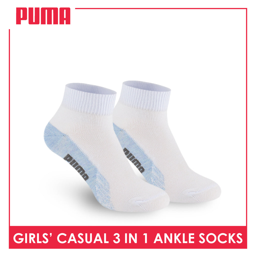 Puma Girls’ Cotton Lite Thin Casual Ankle Socks 3 pairs in a pack PGCKG22