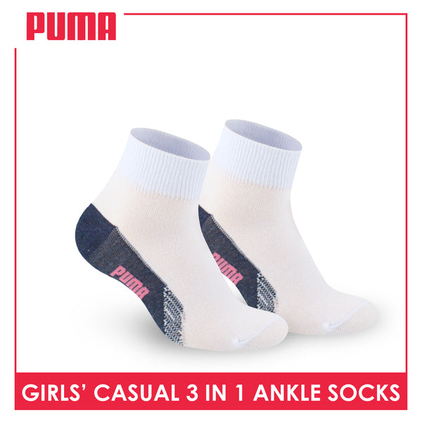 Puma Girls’ Cotton Lite Thin Casual Ankle Socks 3 pairs in a pack PGCKG22