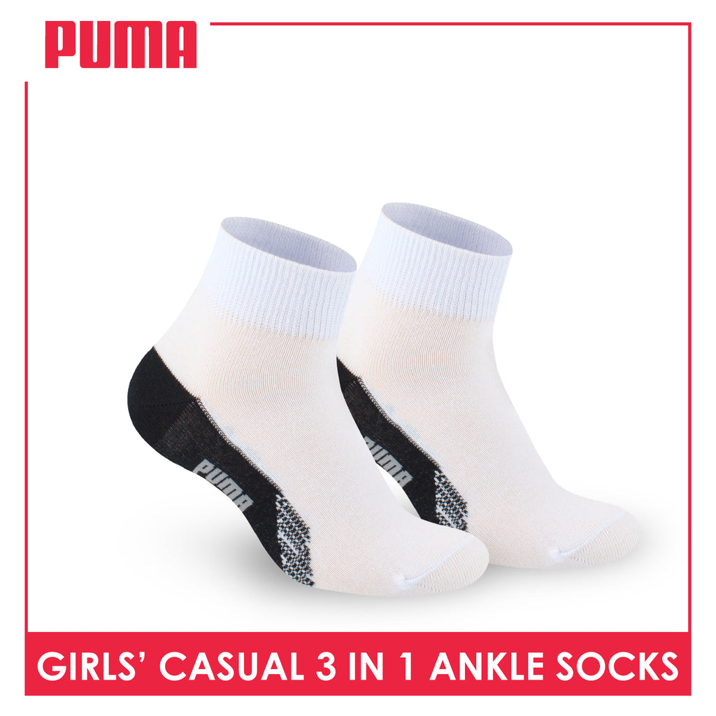 Puma Girls’ Cotton Lite Thin Casual Ankle Socks 3 pairs in a pack PGCKG22