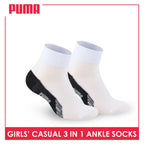 Puma Girls’ Cotton Lite Thin Casual Ankle Socks 3 pairs in a pack PGCKG22